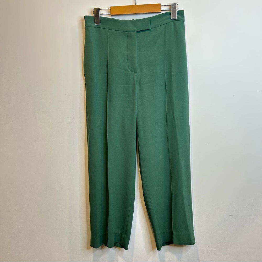 Women’s Ankle Crop Flowy Straight Leg Dress Pants Green